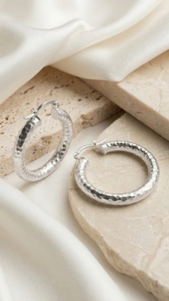 Argollas cubanas de plata infladas texturadas 3cm - comprar online