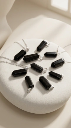 Dije Hexágono Obsidiana Negra Plata 1.5cm aprox - comprar online