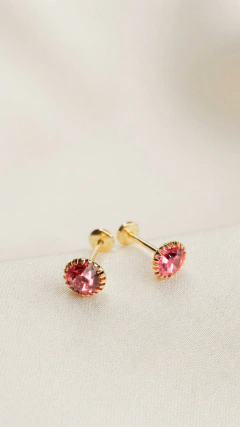 Abridores Cubic Rosa Engarce Girasol - 5mm - Laminado en Oro 18k