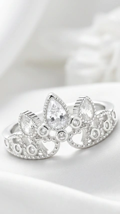 Anillo AB Corona Cubics Blancos - Modelo 41