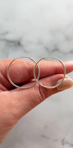 Argollitas de plata lisas tubo 30mm - comprar online