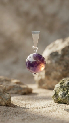 Dije Amatista Esfera 8mm - Plata 925 Piedras Naturales - comprar online
