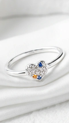 Anillo AB Corazón Cubics Multicolor - Modelo 42