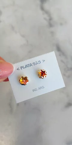 Aros de plata pasantes redondo engarce Plex 7mm cubic modelo 4 - comprar online