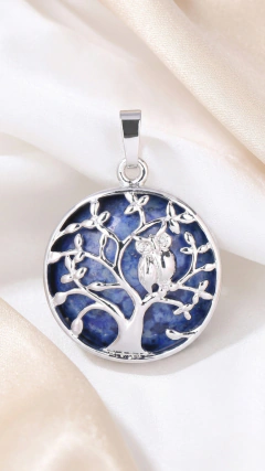 Dije Búho Árbol de la Vida Sodalita 2.7cm Plata