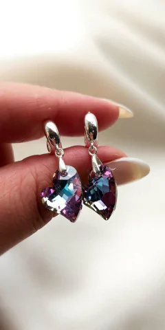 Argollitas 10mm de plata con dije SW Corazón Violeta 12mm - comprar online