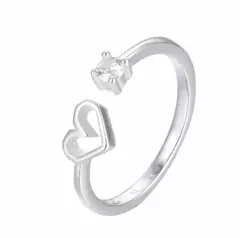 Anillo Plata925 importada - Corazón calado con cubic Regulable - comprar online