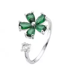 Anillo Plata925 importada - Flor verde regulable - comprar online