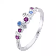 Anillo Plata925 importada - Cubics Fucsia y Turquesa - comprar online