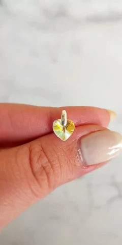 Dije de plata corazón sw 8mm cristal tornasol - comprar online