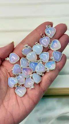 Dije Corazón Opalina virola Plata 1.5cm aprox - comprar online