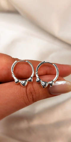 Argollas de plata 3 Corazones - comprar online