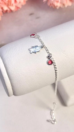 Pulsera Nena cubics Rosa 19cm + 3 cm extención- Plata Laminada - tienda online