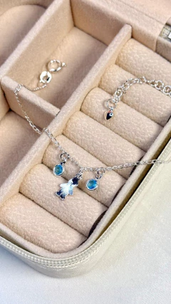 Pulsera Nene cubics Celeste 19cm + 3 cm extención- Plata Laminada en internet