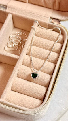 Cadena veneciana 40+5cm con Corazón Verde - Plata Laminada en internet