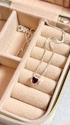 Cadena veneciana 40+5cm con Corazón Rojo - Plata Laminada en internet
