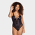 body em couro e tule liebe preto sexy