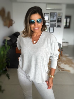 Blusa 100% algodão Anselmi sem costura gola V | 129678 - Mari Colombo Store