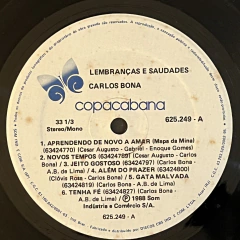 CARLOS BONA - NOVOS TEMPOS - 1988 - BANANEIRA DISCOS 