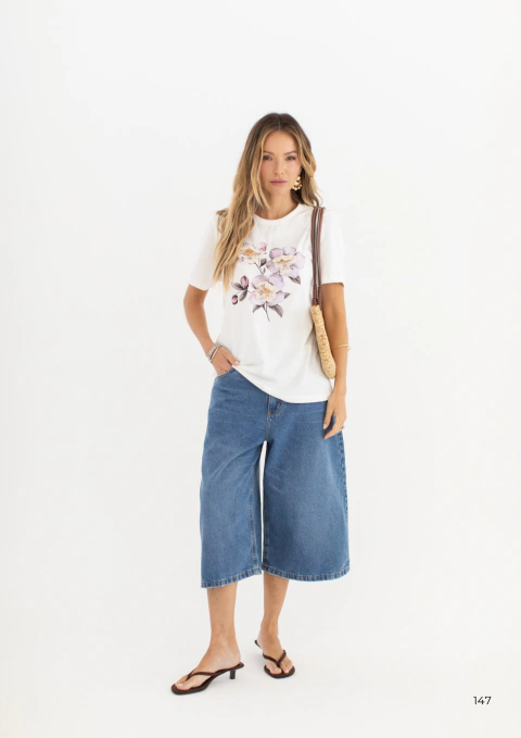 T-SHIRT BORDADO FLORES CROCHET MALHA STRONG