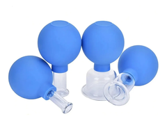 KIT 4 COPOS DE VENTOSA DE SILICONE COM COPO DE VIDRO - BK - Acupuntura Fisio Shop