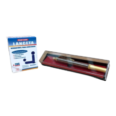 Caneta Metal Sangria Acupuntura E Aurículo + Caixa Lanceta