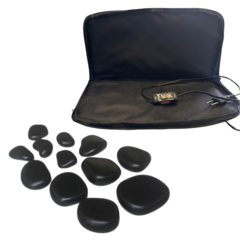 Kit Bolsa Térmica + 12 Pedra Quente Vulcânica Massagem