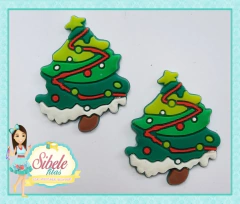 Aplique Emborrachado Árvore de Natal enfeitada com Bolinhas de Natal e Estrela - Unidade
