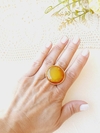 ANEL REDONDO COM PEDRA NATURAL AGATHA VERMELHA