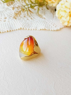 ANEL OVAL COM PEDRA NATURAL AGATHA VERMELHA na internet