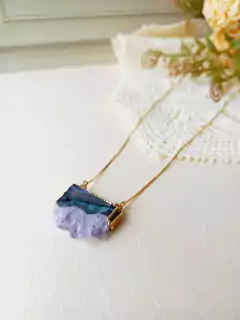 COLAR RETANGULAR DRUSA DE AMETISTA - loja online