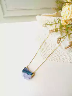 COLAR RETANGULAR DRUSA DE AMETISTA