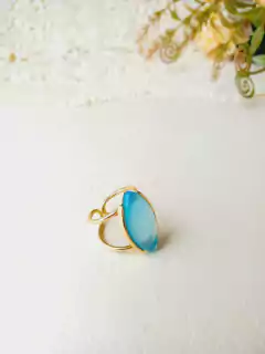 ANEL NAVETE PEDRA NATURAL AGATA AZUL - comprar online