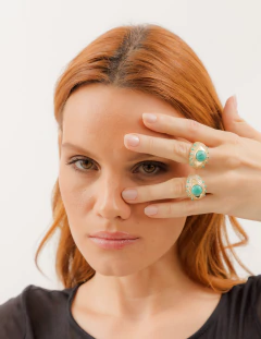 ANEL OLHO GREGO APLICAÇÕES DE RÓDIO BRANCO PEDRA NATURAL TURQUESA na internet