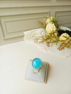 ANEL OVAL AJUSTÁVEL PEDRA AGATHA AZUL CEU - comprar online
