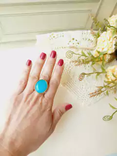 ANEL OVAL AJUSTÁVEL PEDRA AGATHA AZUL CEU na internet