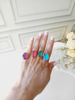 ANEL AJUSTÁVEL OVAL EM CRISTAL - comprar online