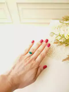 Imagem do ANEL NAVETE EM PRATA 925 COM PEDRA NATURAL AGATA VERDE