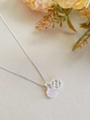 COLAR PRATA 925 SIGNO DE AQUÁRIO COM PEDRA NATURAL QUARTZO ROSA