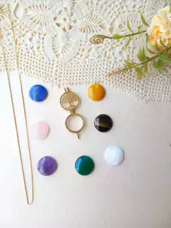 COLAR RELICÁRIO CÁPSULA ÁRVORE DA VIDA COM 7 PEDRAS NATURAIS - loja online