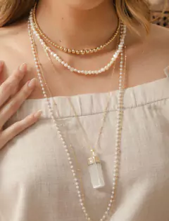 COLAR PINGENTE PALITO PEQUENO PEDRA NATURAL SELENITA - comprar online