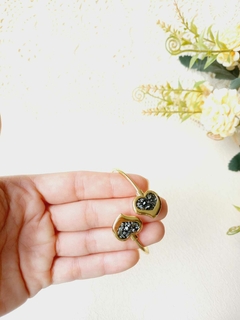 BRACELETE AJUSTÁVEL CORAÇÃO PEDRA NATURAL PIRITA - comprar online