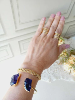 Imagem do BRACELETE AJUSTÁVEL PEDRA NATURAL DRUSA AMETISTA