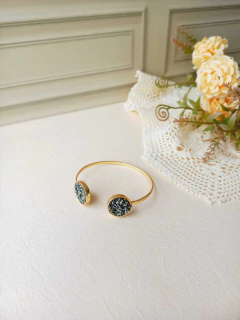 Imagem do BRACELETE AJUSTÁVEL GEOMÉTRICO PEDRA NATURAL PIRITA