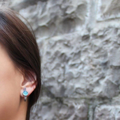 BRINCO BANHO OURO 18K EAR HOOK COM PEDRA NATURAL QUARTZO VERDE - loja online