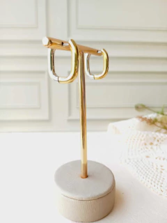 BRINCO DUO ARGOLA RETANGULAR - Cordão de Luz Joias Finas