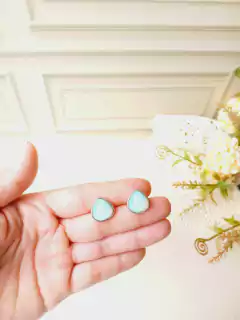 BRINCO GOTA BANHO RÓDIO COM PEDRA OPALINA - Cordão de Luz Joias Finas