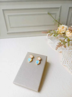 BRINCO PEDRAS QUARTZO ROSA E OPALINA - loja online