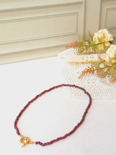 Imagem do CHOKER ESFERAS POLIDAS COM PEDRA NATURAL GRANADA