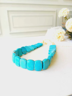 COLAR CHOKER PEDRA NATURAL HOWLITA TURQUESA - comprar online